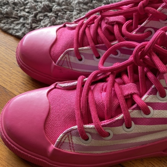 Hunter for Target Pink White Stripe Rain Boot Rubber Canvas High Top Sneaker 1 - Picture 14 of 14